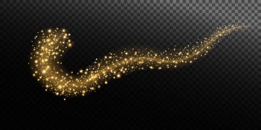 Büyülü efektler ve kutlamalar yaratmak için mükemmel altın parıltılardan oluşan göz kamaştırıcı bir patika.