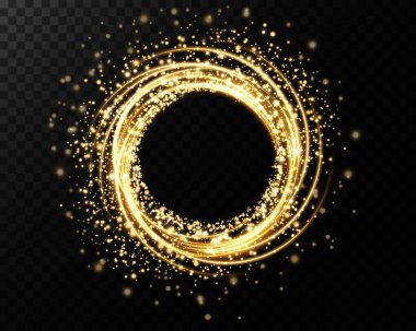 Gerçekten büyüleyici dairesel bir çerçeve parıldayan altın parıltılardan yapılmış, zarif tasarımlar ve görseller için mükemmel.