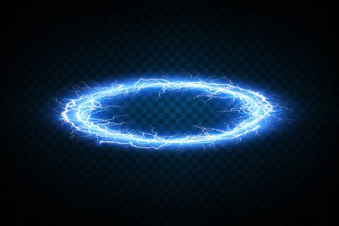 Büyüleyici bir elektrik mavi daire, kıvılcımlarla dolu, çeşitli grafik ve efektlerde kullanmak için mükemmel.