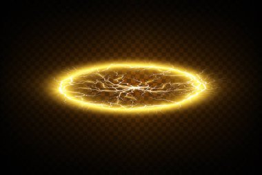 Dinamik elektrik yıldırımı efektleriyle süslenmiş parlak altın bir aura göz kamaştırıcı görsel tasarımlar için mükemmel.