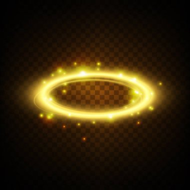 Sihirli parıltıları ve büyüleyici efektleri olan parıldayan altın bir yüzük büyüleyici fantezi tasarımları için mükemmel.