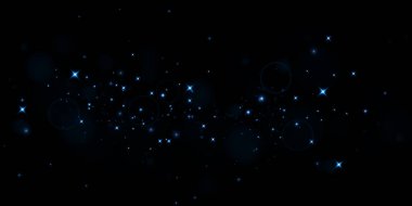 Güzel, sakin, yıldızlı bir gece manzarası. Işıldayan mavi yıldızlar. Derin, karanlık bir arkaplanda parıldıyor.