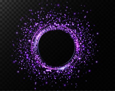 Göz kamaştırıcı ışıltıları olan canlı bir mor daire. Büyüleyici temalar ve kutlamalar için ideal.