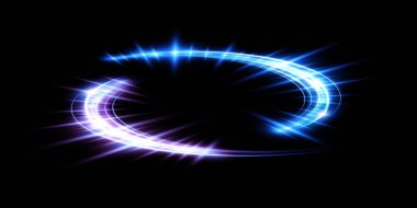 Büyüleyici ve büyüleyici mavi ve mor ışık efektleri karanlık, büyüleyici bir fon üzerinde dans ediyor.