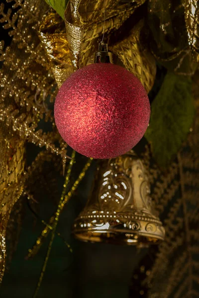 stock image Christmas ball and bell in the foreground