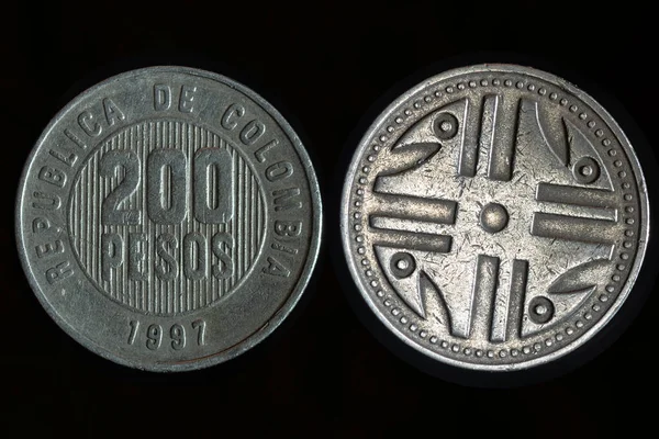 Moneta 200 Peso Colombiano Vicino — Foto Stock