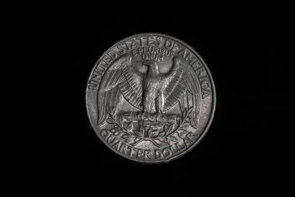 Quarter dollar coin in closeup
