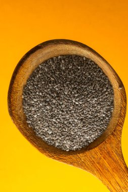 Önplanda chia tohumları, bulanık arkaplan