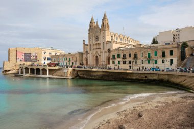 2022 NOVEMBER Malta - Our Lady of Mount Carmel Church on Balluta Bay in St. Julian's