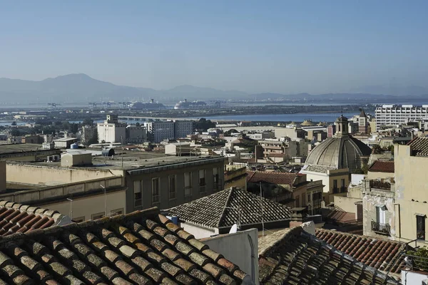 stock image Panoramic view of Gulf of Cagliari from the old city - Sardinia