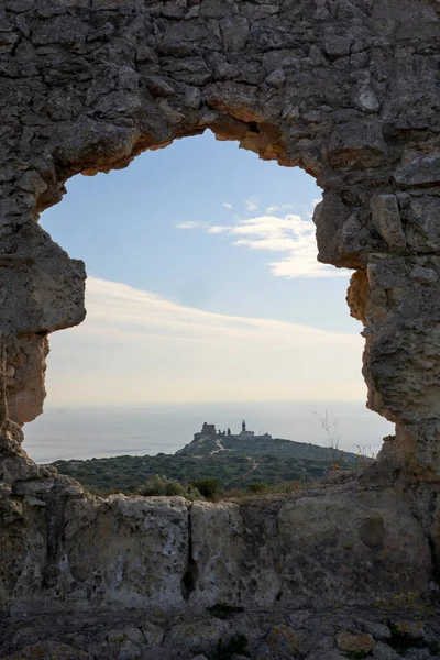 Panoramatický Výhled Maják Pevnosti Saint Elia Cagliari Sardinie Itálie — Stock fotografie