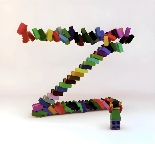 stock image Creative 3D Typography Design - Alphabet series - letter Z in the shape of a set of bricks that are about to collapse