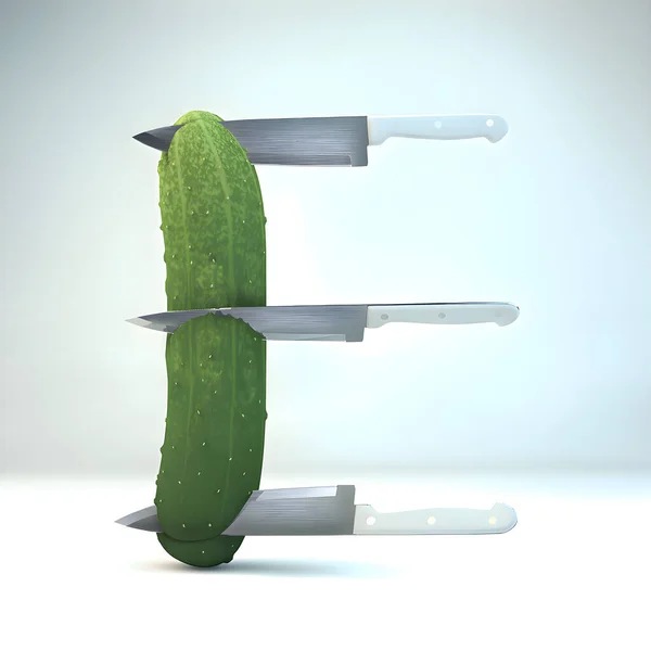 Creative Typography Design Alphabet Series Letter Shape Courgette Cut Three — Stock Photo, Image