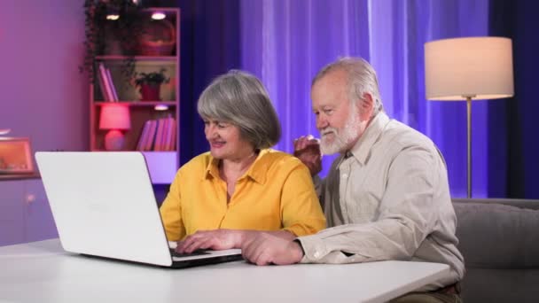 Divertisment Pensionare Femeie Vârstă Bărbat Vârstă Joacă Jocuri Online Laptop Clip video
