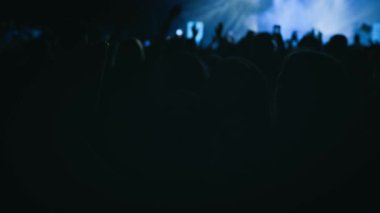 Ön planda, üç genç kadın poz veriyor ve selfie çekiyor. Bulanık arka planda, grupların en sevdiği rock grubu sahne ışıkları altında sahne alıyor.