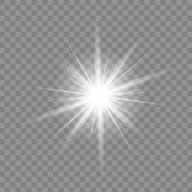 Glow light effect. Starburst with sparkles on transparent background.sun. Vector illustration clipart