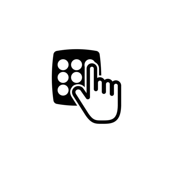 Unlock Hand Touching Keypad Pin Code Lock Flat Vector Icon — Stock Vector