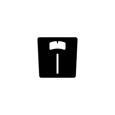 Kat Diyet Ölçüleri, Banyo Ağırlık Ölçeği. Düz Vektör Simgesi illüstrasyonu. Beyaz arka planda basit bir siyah sembol. Yer Diyet Ölçekleri, Banyo Ölçeklendirme Ağ ve mobil UI ögesi için tasarım şablonu