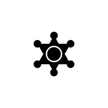 Tarz sahibi bir şerifin rozetini ya da yıldız sembolünü tasvir eden basit bir geometrik siyah beyaz ikon. Otorite, kolluk kuvveti ve güvenlik. Web sitesi tasarımı, logosu, uygulaması, ui için vektör simgesi