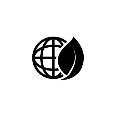 Yeşil bir yaprak ve küreyle çevresel bakımı sembolize eden ikon. Ekonomi ve sürdürülebilirlik kavramları için ideal.