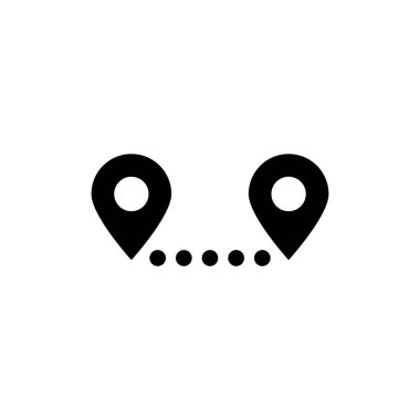 Seyrüsefer ve seyahat uygulamaları için mükemmel iki noktalı minimalist rota veya yol simgesi.