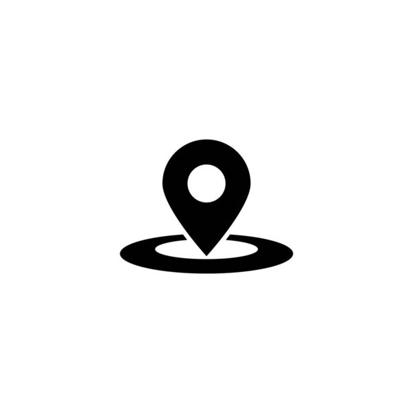 Black map pin icon with shadow effect, ideal for location and navigation purposes.