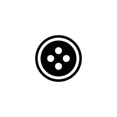 Klasik dört delikli giysi düğmesinin minimalist siyah vektör simgesi.