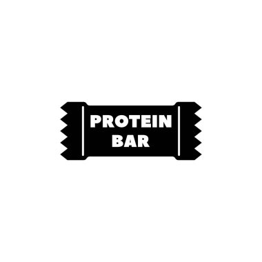 Bir protein çubuğunun siyah vektör simgesi, fitness, sağlık ve beslenme ile ilgili tasarımlar için mükemmel.