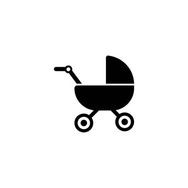 Siyah bebek arabası ikonu ebeveynliği ve bebek bakımını simgeliyor.