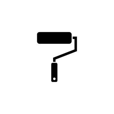 Bir boya silindirinin siyah vektör simgesi, ev geliştirme ve yenileme görevlerini simgeliyor.