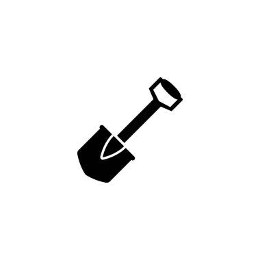 Black silhouette of a shovel for gardening and construction. clipart