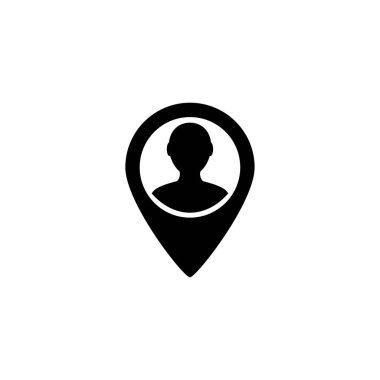 Navigasyon için kişi silueti ile kullanıcı konumu pin vektör simgesi.