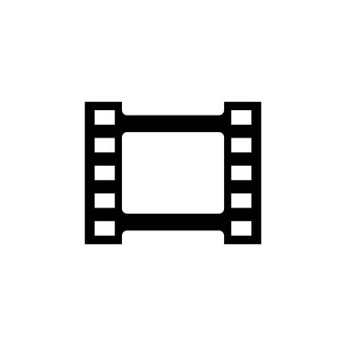Sinemayla ilgili tasarım için bir film şeridi tasvir eden modern siyah vektör simgesi.