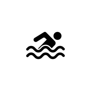 Bir yüzücünün minimalist vektör simgesi, spor ve fitness uygulamaları için ideal.