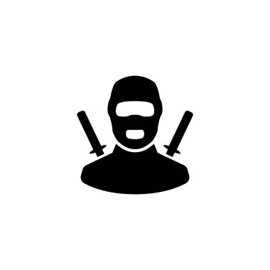 Çapraz katanalar ve kefenli bir maske içeren gösterişli modern ninja simgesi.