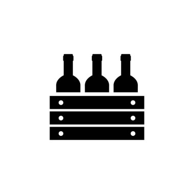 Ahşap bir rafta şarap şişelerinin ikonu.