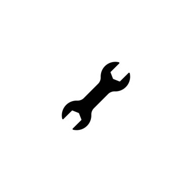 Siyah yassı başlıklı Wrench simgesinin vektör illüstrasyonu.