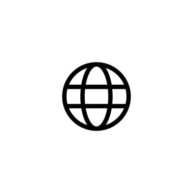 Web ve yazdırma için minimal siyah ve beyaz vektör dünya simgesi.