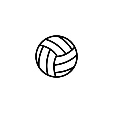 Bir voleybol topunun minimalist siyah-beyaz vektör çizimi, spor grafikleri için mükemmel