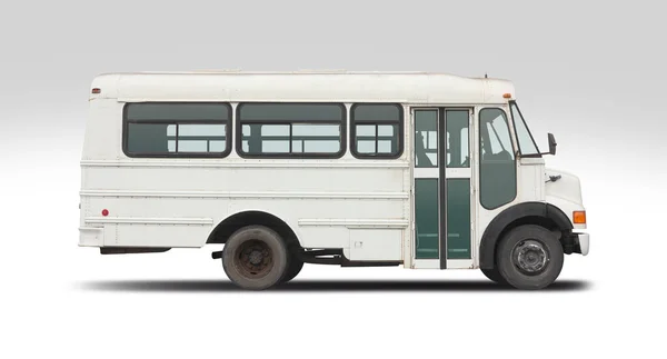 Λευκή Αμερικανική Άποψη Minibus Απομονωμένη Λευκό Φόντο — Φωτογραφία Αρχείου
