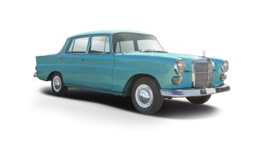 Mercedes-Benz W110 klasik araba beyaz arka planda izole