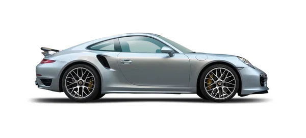 Porsche 911 Turbo Auto Zijaanzicht Geïsoleerd Witte Achtergrond Stockfoto