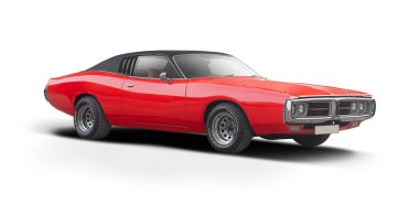 Dodge Charger klasik arabası beyaz arka planda izole edildi