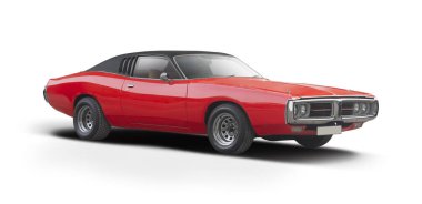 Dodge Charger klasik arabası beyaz arka planda izole edildi