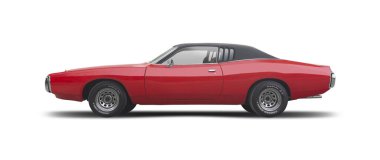 Dodge Charger klasik araba yan görünümü beyaz arkaplanda izole