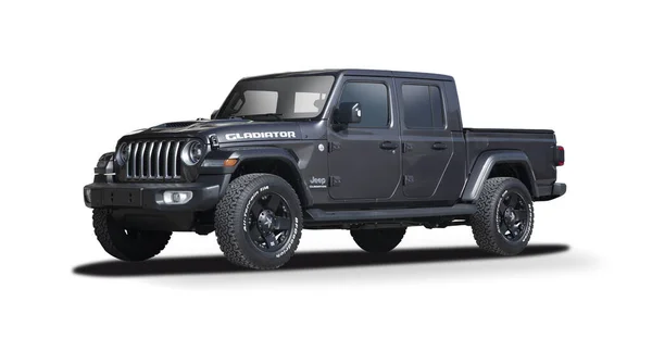 Jeep Gladiator Pickup Seitenansicht Isoliert Auf Weißem Hintergrund lizenzfreie Stockfotos