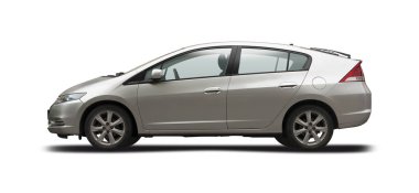 Honda Insight hybrid electric car, side view isolated on white background clipart