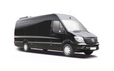 Mercedes-Benz Sprinter küçük otobüsü beyaz arkaplanda izole edildi