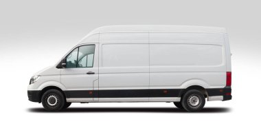 VW Crafter van yan görünümü beyaz arkaplanda izole edildi