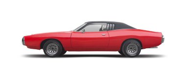 Dodge Charger klasik araba yan görünümü beyaz arkaplanda izole